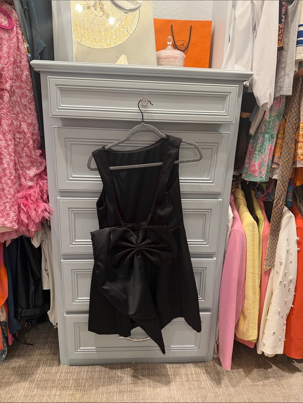 Ina Black Mini Dress with Statement Bow Back